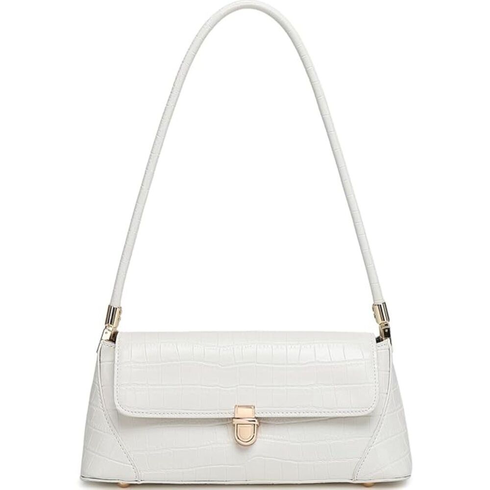 Women Crocodile White Imported Vintage Retro Classic Cute Tote Mini Clutch Bag